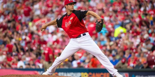 CINCINNATI, OH- JULY 12: Colin Rea #29 of the U.S. Team pitches during the SiriusXM All-Star Futures Game at the Great American Ball Park on July 12, 2015 in Cincinnati, Ohio. (Photo by Brace Hemmelgarn/Minnesota Twins/Getty Images)
