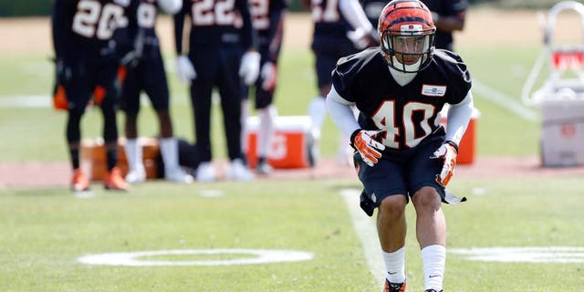 May 26, 2015; Cincinnati, OH, USA; Cincinnati Bengals safety Derron Smith (40) runs drills during OTAs at Paul Brown Stadium. Mandatory Credit: Aaron Doster-USA TODAY Sports