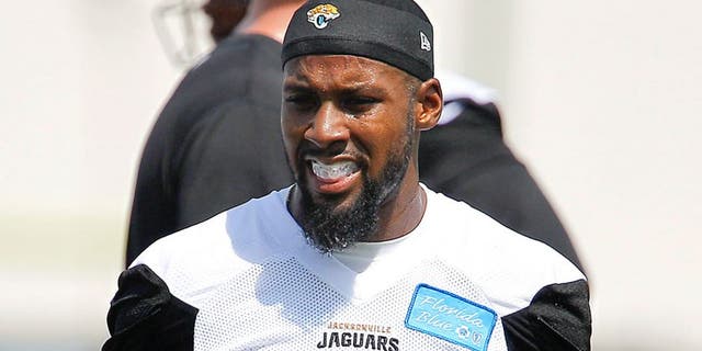 Jul 31, 2015; Jacksonville, FL, USA; Jacksonville Jaguars wide receiver Tony Washington (84) walks to the field during training camp workouts at Florida Blue Health & Wellness Practice Field. Mandatory Credit: Reinhold Matay-USA TODAY Sports