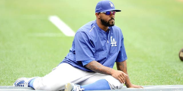 WASHINGTON, DC - JULY 17: Howie Kendrick #47 of the Los Angeles Dodgers warms up before the game against the Washington Nationals at Nationals Park on July 17, 2015 in Washington, DC. (Photo by G Fiume/Getty Images)
