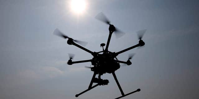 June 11, 2015: A hexacopter drone is flown in Cordova, Md.