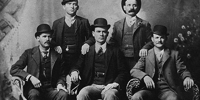 This image provided by the Nevada Historical Society shows the famous group portrait taken in Fort Worth, Texas shortly after Butch Cassidy and his gang robbed the Einnemucca, Nev., bank in 1900.