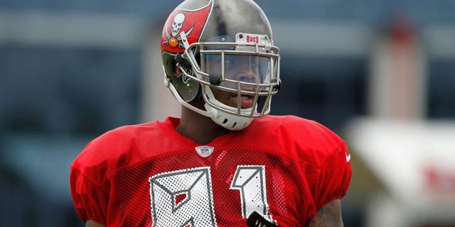 Jul 28, 2014; Tampa, FL, USA; Tampa Bay Buccaneers defensive end Da'Quan Bowers (91) during training camp at One Buc Place. Mandatory Credit: Kim Klement-USA TODAY Sports