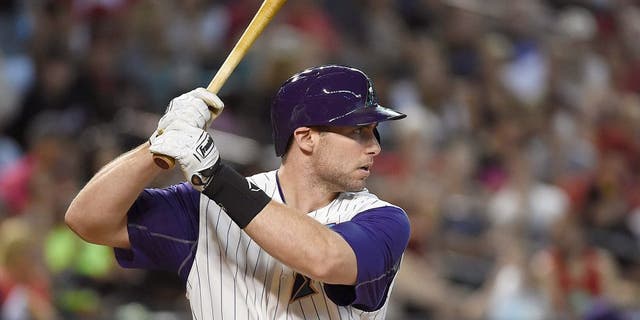 PHOENIX, AZ - AUGUST 09: Paul Goldschmidt #44 of the Arizona Diamondbacks gets ready in the batters box against the Cincinnati Reds at Chase Field on August 9, 2015 in Phoenix, Arizona. (Photo by Norm Hall/Getty Images)