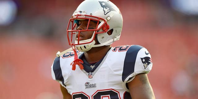LANDOVER, MD - AUGUST 07: Running back James White #28 of the New England Patriots looks on before playing the Washington Redskins during a preseason NFL game at FedExField on August 7, 2014 in Landover, Maryland. The Washington Redskins won, 23-6. (Photo by Patrick Smith/Getty Images) *** Local Caption *** James White