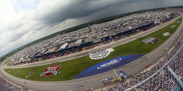 BROOKLYN, MI - JUNE 14: A general view of the NASCAR Sprint Cup Series Quicken Loans 400 at Michigan International Speedway on June 14, 2015 in Brooklyn, Michigan. (Photo by Rey Del Rio/Getty Images)