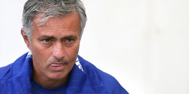 LONDON, ENGLAND - AUGUST 05: Chelsea FC manager Jose Mourinho talks to members of the media during the official Premier League season launch media event at Southfields Academy on August 5, 2015 in London, England. (Photo by Steve Bardens/Getty Images)