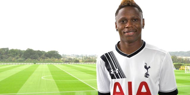 LONDON, ENGLAND - AUGUST 15: New signing Tottenham Hotspur Clinton Njie poses at Hotspur Way on August 15, 2015 in London, England. The Cameroon international striker was signed from French club Lyon. (Photo by Tottenham Hotspur FC/Tottenham Hotspur FC via Getty Images)