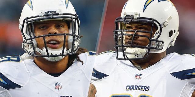 Oct 23, 2014; Denver, CO, USA; San Diego Chargers outside linebacker Tourek Williams (58) before the game against the Denver Broncos at Sports Authority Field at Mile High. Mandatory Credit: Chris Humphreys-USA TODAY Sports December 20, 2014; Santa Clara, CA, USA; San Diego Chargers guard Johnnie Troutman (63) before the game against the San Francisco 49ers at Levi's Stadium. The Chargers defeated the 49ers 38-35. Mandatory Credit: Kyle Terada-USA TODAY Sports