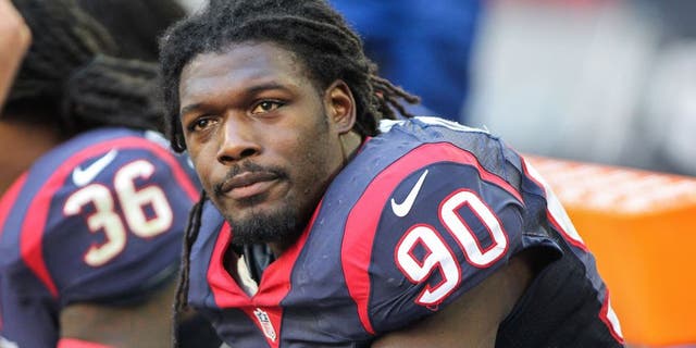 Nov 23, 2014; Houston, TX, USA; Houston Texans outside linebacker Jadeveon Clowney (90) during the game against the Cincinnati Bengals at NRG Stadium. Mandatory Credit: Troy Taormina-USA TODAY Sports