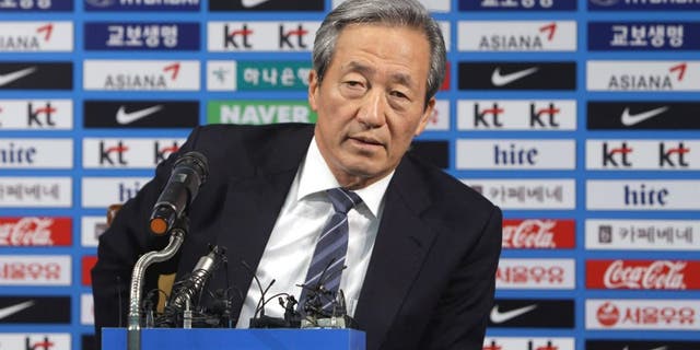 SEOUL, SOUTH KOREA - JUNE 03: Former FIFA vice president Chung Mong-Joon speaks during a press conference on June 3, 2015 in Seoul, South Korea. Honorary Vice President of FIFA Chung Mong-Joon announced that he will consider running for FIFA presidency after the announcement by Sepp Blatter to step down from the position later this year amid a corruption scandal. (Photo by Chung Sung-Jun/Getty Images)