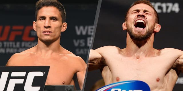 Joseph Benavidez weighs in during the UFC 187 weigh-in at the MGM Grand Conference Center on May 22, 2015 in Las Vegas, Nevada. (Photo by Josh Hedges/Zuffa LLC/Zuffa LLC via Getty Images) UFC flyweight title challenger Ali Bagautinov weighs in during the UFC 174 weigh-in at Rogers Arena on June 13, 2014 in Vancouver, Canada. (Photo by Josh Hedges/Zuffa LLC/Zuffa LLC via Getty Images)