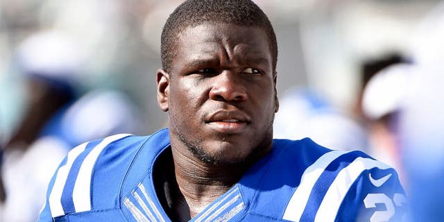 Aug 16, 2015; Philadelphia, PA, USA; Indianapolis Colts running back Frank Gore (23) on the sidelines during game against the Philadelphia Eagles in a preseason NFL football game at Lincoln Financial Field. The Eagles defeated the Colts, 36-10. Mandatory Credit: Eric Hartline-USA TODAY Sports