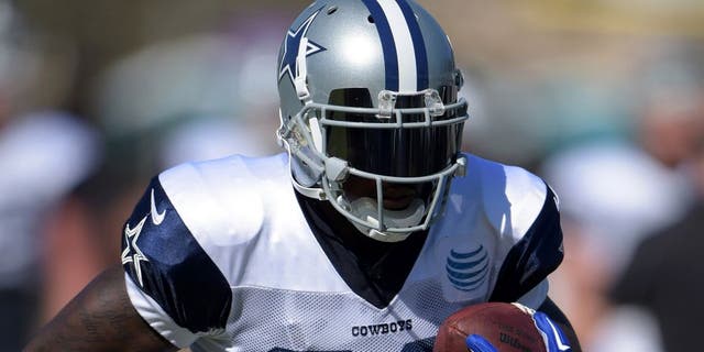 Aug 1, 2015; Oxnard, CA, USA; Dallas Cowboys receiver Dez Bryant (88) at training camp at River Ridge Fields. Mandatory Credit: Kirby Lee-USA TODAY Sports