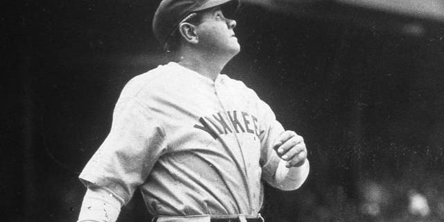 NEW YORK - 1931. Babe Ruth hits one out during batting practice at Yankee Stadium before a game in 1931.