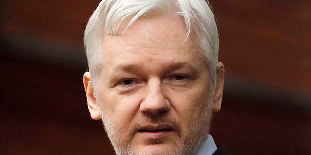 FILE - In this Feb. 5, 2016, file photo, WikiLeaks founder Julian Assange stands on the balcony of the Ecuadorean Embassy in London.
