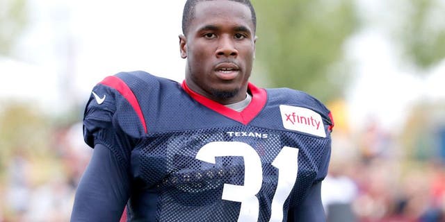 Aug 7, 2015; Richmond, VA, USA; Houston Texans defensive back Charles James (31) looks on during joint practice with the Washington Redskins as part of day eight of training camp at Bon Secours Washington Redskins Training Center. Mandatory Credit: Amber Searls-USA TODAY Sports