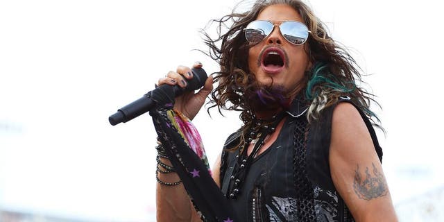 BRISTOL, TN - AUGUST 22: Steven Tyler performs prior to the NASCAR Sprint Cup Series IRWIN Tools Night Race at Bristol Motor Speedway on August 22, 2015 in Bristol, Tennessee. (Photo by Matt Sullivan/NASCAR via Getty Images)