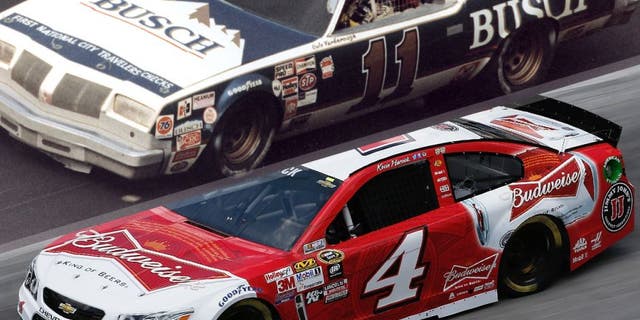 1979: Cale Yarborough at the wheel of Junior Johnson's Busch Beer Oldsmobile during a NASCAR Winston Cup race. Yarborough had four wins in '79 and finished fourth in Winston Cup points. (Photo by ISC Archives via Getty Images) Kevin Harvick, driver of the #4 Budweiser/Jimmy John's Chevrolet, practices for the NASCAR Sprint Cup Series Irwin Tools Night Race at Bristol Motor Speedway on August 21, 2015 in Bristol, Tennessee. (Photo by Gregory Shamus/Getty Images)