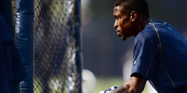 Aug 21, 2015; San Diego, CA, USA; San Diego Padres center fielder Melvin Upton Jr. (2) looks on during batting practice prior to the game against the St. Louis Cardinals at Petco Park. Mandatory Credit: Jake Roth-USA TODAY Sports