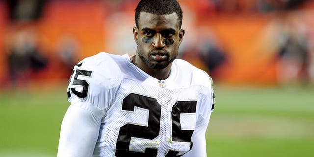 Sep 23, 2013; Denver, CO, USA; Oakland Raiders cornerback DJ Hayden (25) after the game against the Denver Broncos at Sports Authority Field at Mile High. The Broncos won 37-21. Mandatory Credit: Chris Humphreys-USA TODAY Sports