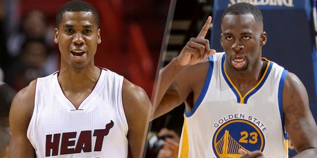 Hassan Whiteside #21 of the Miami Heat reacts to a play during a game against the Atlanta Hawks at American Airlines Arena on February 28, 2015 in Miami, Florida. (Photo by Mike Ehrmann/Getty Images) Teammates Andre Iguodala #9, Festus Ezeli #31, and Draymond Green #23 of the Golden State Warriors high-five during Game Six of the 2015 NBA Finals at The Quicken Loans Arena on June 16, 2015 in Cleveland, Ohio. (Photo by Nathaniel S. Butler/NBAE via Getty Images)