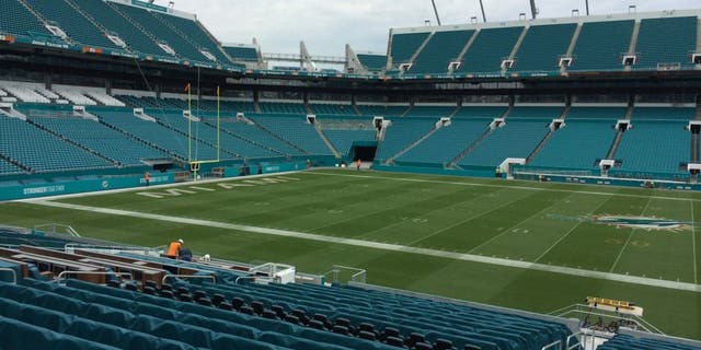 A renovated Sun Life Stadium is viewed Thursday, Sept. 27, 2015, in Miami Gardens, Fla. The Miami Dolphins are to play the Atlanta Falcons on Saturday at the stadium where every seat has been replaced and suites and bathrooms have been redesigned. (AP Photo/Steve Wine)
