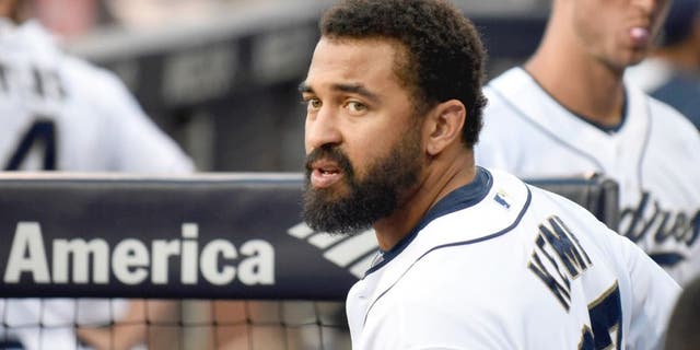 SAN DIEGO, CA - AUGUST 21: Matt Kemp #27 of the San Diego Padres plays during a baseball game against the St. Louis Cardinals at Petco Park August 21, 2015 in San Diego, California. (Photo by Denis Poroy/Getty Images)