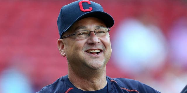 BOSTON, MA - AUGUST 19: Terry Francona #17 of the Cleveland Indians reacts during batting practice before a game with the Boston Red Sox on August 19, 2015 in Boston, Massachusetts. (Photo by Jim Rogash/Getty Images)