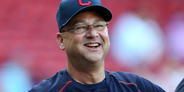 BOSTON, MA - AUGUST 19: Terry Francona #17 of the Cleveland Indians reacts during batting practice before a game with the Boston Red Sox on August 19, 2015 in Boston, Massachusetts. (Photo by Jim Rogash/Getty Images)