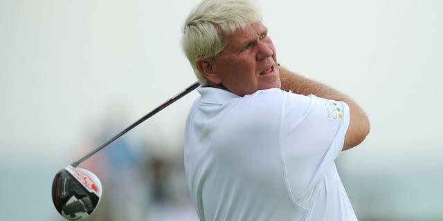 Aug 13, 2015; Sheboygan, WI, USA; John Daly tees off on the 2nd hole during the first round of the 2015 PGA Championship golf tournament at Whistling Straits. Mandatory Credit: Thomas J. Russo-USA TODAY Sports