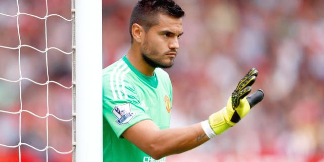 MANCHESTER, ENGLAND - AUGUST 22: Sergio Romero of Manchester United in action during the Barclays Premier League match between Manchester United and Newcastle United at Old Trafford on August 22, 2015 in Manchester, United Kingdom. (Photo by Julian Finney/Getty Images)
