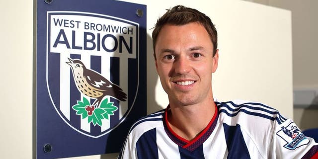 WALSALL, ENGLAND - AUGUST 28: West Bromwich Albion unveil new signing Jonny Evans from Manchester Untied at West Bromwich Albion Training Ground on August 28, 2015 in Walsall, England. (Photo by Matthew Ashton - AMA/Getty Images)