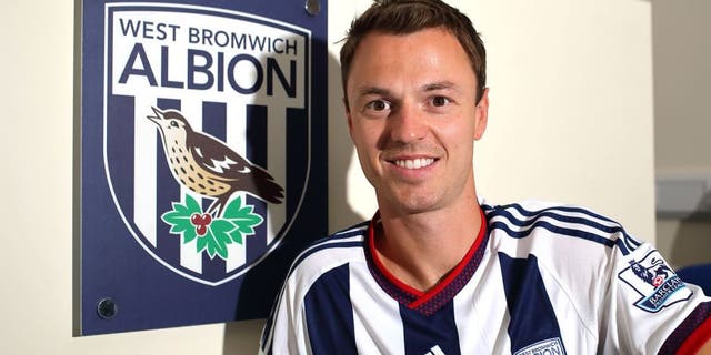 WALSALL, ENGLAND - AUGUST 28: West Bromwich Albion unveil new signing Jonny Evans from Manchester Untied at West Bromwich Albion Training Ground on August 28, 2015 in Walsall, England. (Photo by Matthew Ashton - AMA/Getty Images)