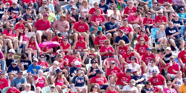WILLIAMSPORT, PA - AUGUST 30: Fans are seen packed in on the hill in the outfield during the Little League World Series Championship Game between the Mid-Atlantic Team from Red Land Little League and team Japan from Tokyo Kitasuna Little League at Lamade Stadium during the Little League World Series on Sunday, August 30, 2015 in Williamsport, Pennsylvania. (Photo by Alex Trautwig/MLB Photos via Getty Images)