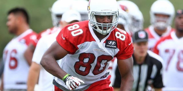 Jun 9, 2015; Tempe, AZ, USA; Arizona Cardinals tight end Ifeanyi Momah during minicamp practice at the Cardinals Training Facility. Mandatory Credit: Mark J. Rebilas-USA TODAY Sports