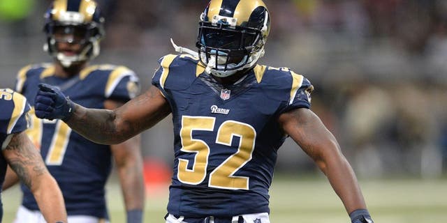 ST. LOUIS, MO - DECEMBER 11: Alec Ogletree #52 of the St. Louis Rams during a game against the Arizona Cardinals at the Edward Jones Dome on December 11, 2014 in St. Louis, Missouri. (Photo by Michael Thomas/Getty Images)