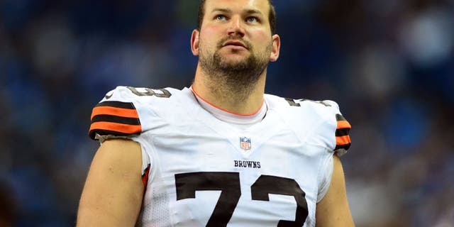 Aug 9, 2014; Detroit, MI, USA; Cleveland Browns offensive tackle Joe Thomas (73) against the Detroit Lions at Ford Field.