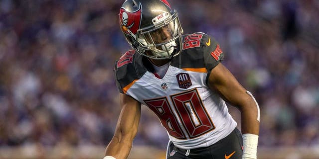 Aug 15, 2015; Minneapolis, MN, USA; Tampa Bay Buccaneers wide receiver Kenny Bell (80) in a preseason NFL football game against the Minnesota Vikings at TCF Bank Stadium. The Vikings defeated the Buccaneers 26-16. Mandatory Credit: Brace Hemmelgarn-USA TODAY Sports
