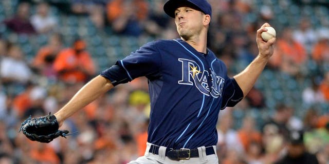 Sep 1, 2015; Baltimore, MD, USA; Tampa Bay Rays starting pitcher Drew Smyly (33) pitches during the first inning against the Baltimore Orioles at Oriole Park at Camden Yards. Mandatory Credit: Tommy Gilligan-USA TODAY Sports