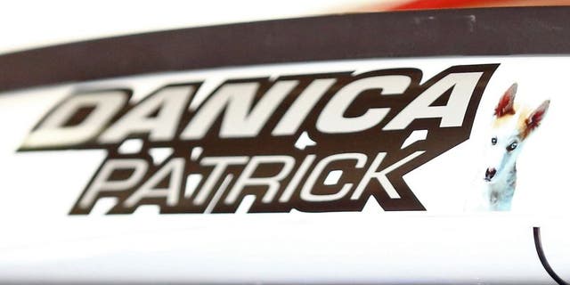 FORT WORTH, TX - APRIL 10: A detail view of a dog decal on the roof of Danica Patrick, driver of the #10 TaxAct/GoDaddy Chevrolet, seen during practice for the NASCAR Sprint Cup Series Duck Commander 500 at Texas Motor Speedway on April 10, 2015 in Fort Worth, Texas. (Photo by Ronald Martinez/Getty Images for Texas Motor Speedway)
