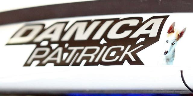 FORT WORTH, TX - APRIL 10: A detail view of a dog decal on the roof of Danica Patrick, driver of the #10 TaxAct/GoDaddy Chevrolet, seen during practice for the NASCAR Sprint Cup Series Duck Commander 500 at Texas Motor Speedway on April 10, 2015 in Fort Worth, Texas. (Photo by Ronald Martinez/Getty Images for Texas Motor Speedway)
