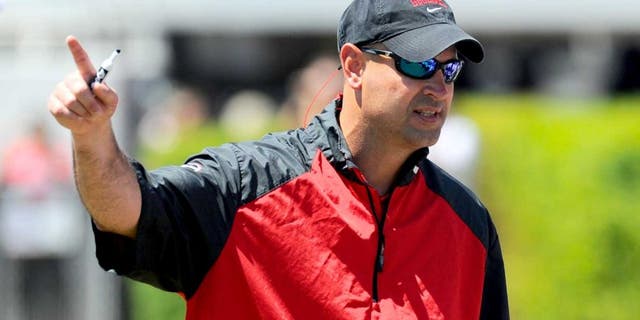 Apr 12, 2014; Athens, GA, USA; Georgia Bulldogs defensive coordinator Jeremy Pruitt coaches on the sideline during the first half of the Georgia Spring Game at Sanford Stadium. Mandatory Credit: Dale Zanine-USA TODAY Sports