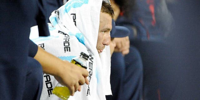 Sep 3, 2015; Tucson, AZ, USA; Arizona Wildcats linebacker Scooby Wright III (33) sits on the bench after coming out of the game during the second quarter against the Texas-San Antonio Roadrunners at Arizona Stadium. Mandatory Credit: Casey Sapio-USA TODAY Sports