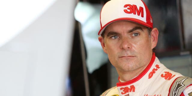 Jeff Gordon, driver of the #24 3M Chevrolet, stands in the garage area during practice for the NASCAR Sprint Cup Series Bojangles' Southern 500 at Darlington Raceway on September 4, 2015 in Darlington, South Carolina. (Photo by Matt Hazlett/Getty Images)