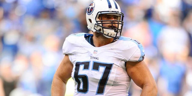 Sep 28, 2014; Indianapolis, IN, USA; Tennessee Titans guard Andy Levitre (67) against the Indianapolis Colts at Lucas Oil Stadium. Mandatory Credit: Andrew Weber-USA TODAY Sports
