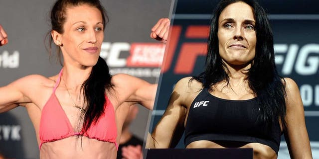 BERLIN, GERMANY - JUNE 19: UFC women's strawweight champion Joanna Jedrzejczyk of Poland weighs in during the UFC Berlin weigh-in at the O2 World on June 19, 2015 in Berlin, Germany. (Photo by Josh Hedges/Zuffa LLC/Zuffa LLC via Getty Images) SASKATOON, SK - AUGUST 22: Valerie Letourneau steps on the scale during the UFC weigh-in at the SaskTel Centre on August 22, 2015 in Saskatoon, Saskatchewan, Canada. (Photo by Jeff Bottari/Zuffa LLC/Zuffa LLC via Getty Images)