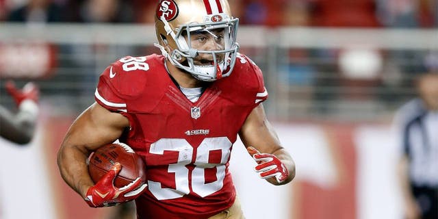 SANTA CLARA, CA - SEPTEMBER 03: Jarryd Hayne #38 of the San Francisco 49ers returns a punt against the San Diego Chargers during their NFL preseason game at Levi's Stadium on September 3, 2015 in Santa Clara, California. (Photo by Ezra Shaw/Getty Images)