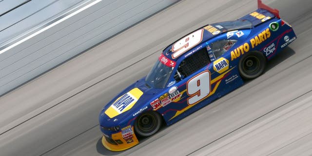 DARLINGTON, SC - SEPTEMBER 05: Chase Elliott, driver of the #9 NAPA Auto Parts Chevrolet, qualifies for the NASCAR XFINITY Series VFW Sport Clips Help A Hero 200 at Darlington Raceway on September 5, 2015 in Darlington, South Carolina. (Photo by Sarah Crabill/NASCAR via Getty Images)