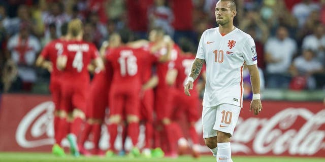 Wesley Sneijderof Holland during the UEFA Euro 2016 qualifying match between Turkey and Netherlands on September 6, 2015 at the Konya Büyüksehir Torku Arena in Konya, Turkey(Photo by VI Images via Getty Images)